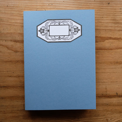 Hand Stitched Softcover Book with Lino Printed Label