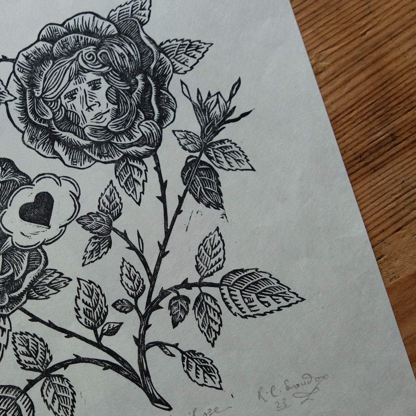 The Briar and The Rose - Lino Print