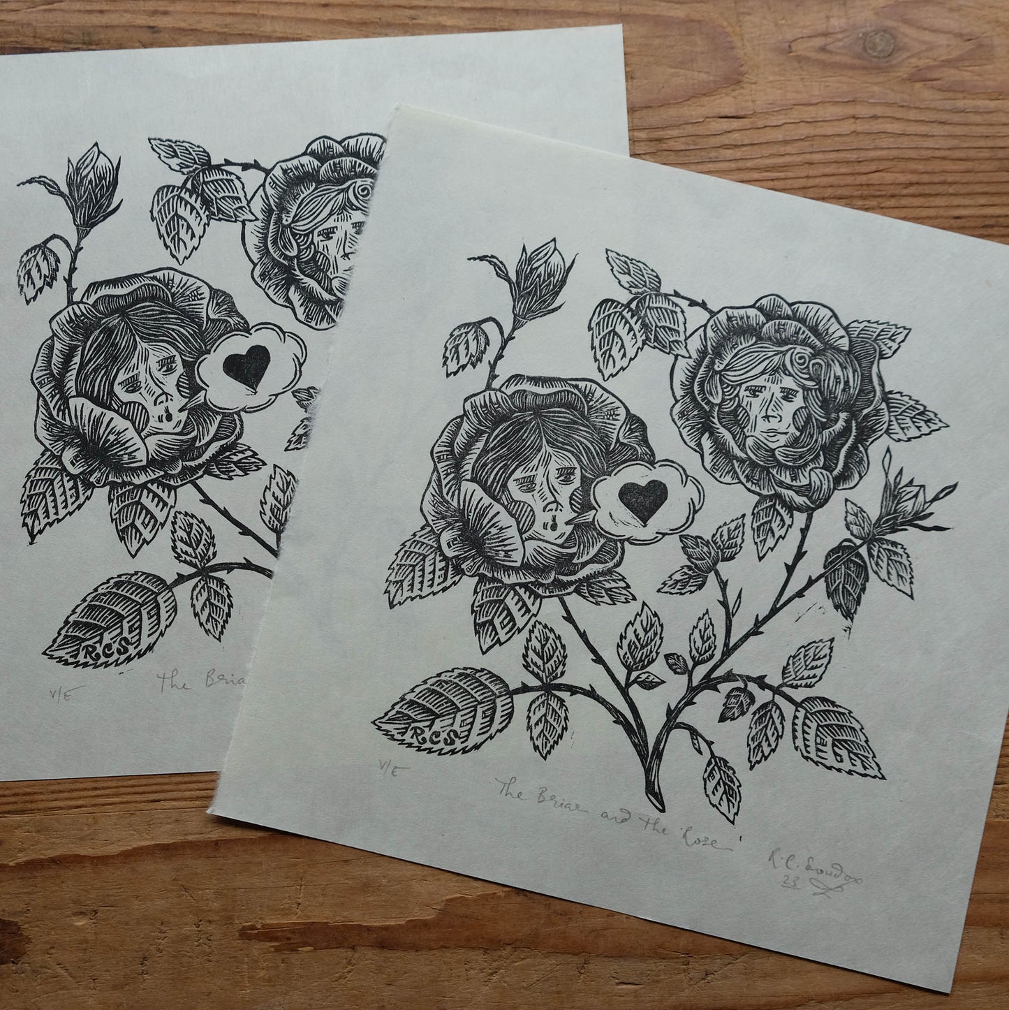 The Briar and The Rose - Lino Print