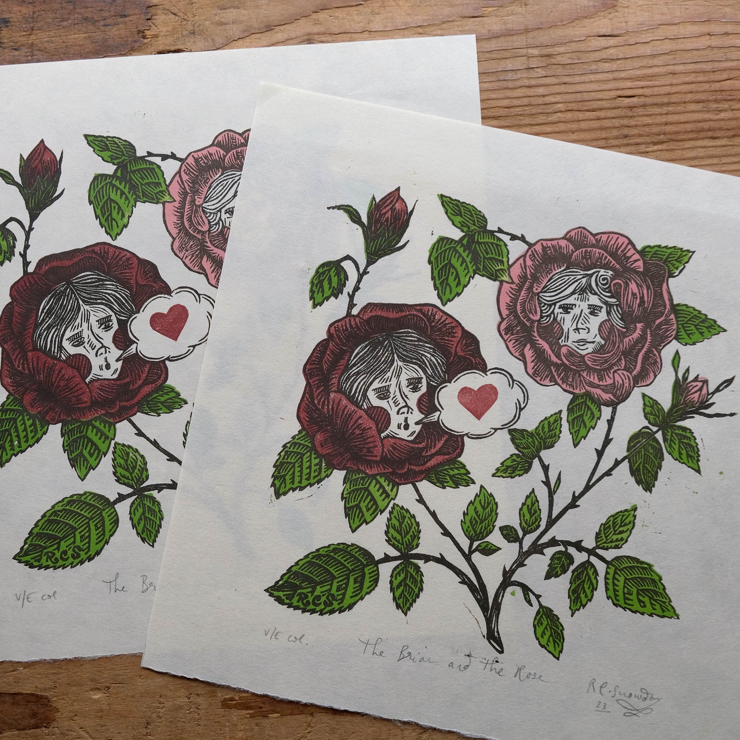 The Briar and The Rose - Lino Print