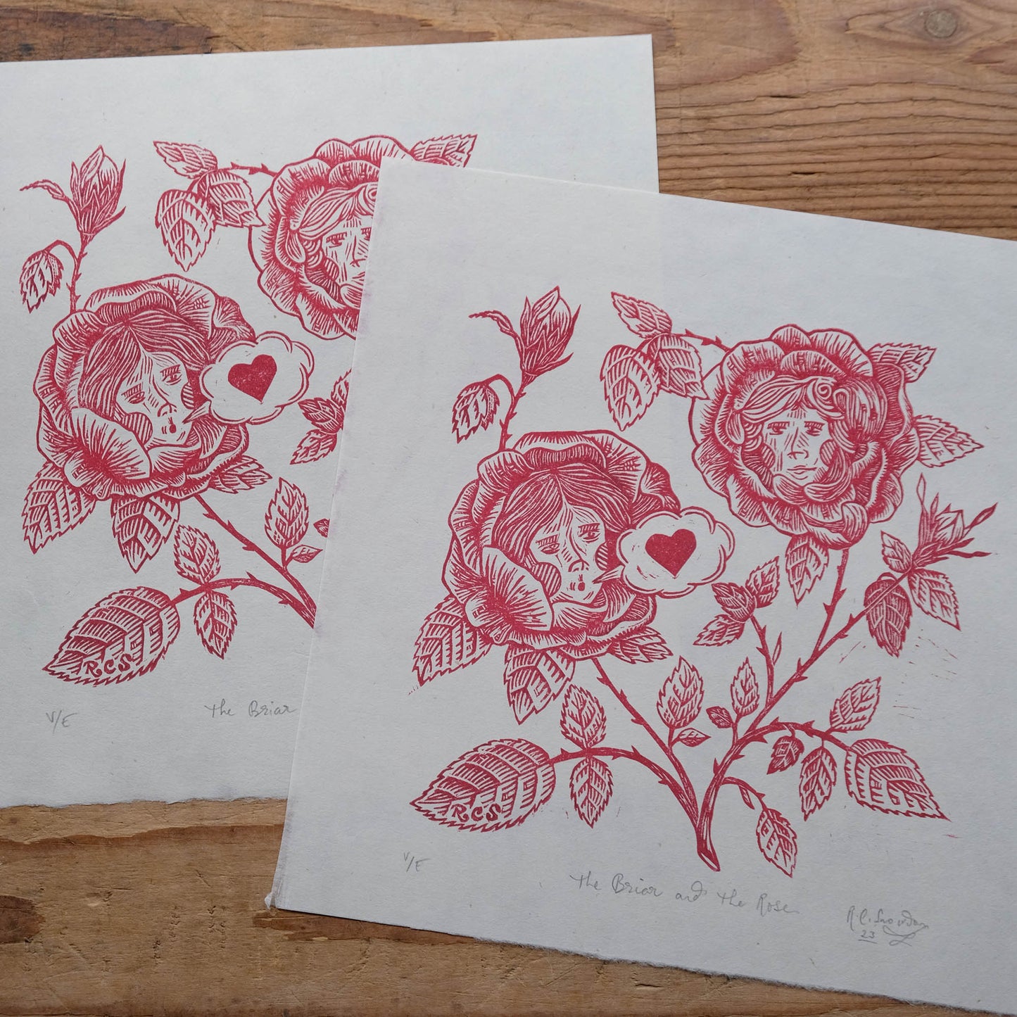 The Briar and The Rose - Lino Print