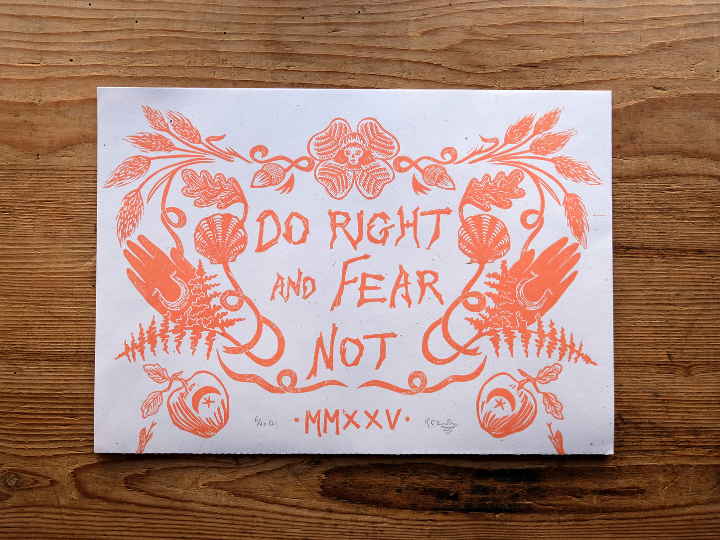 Do Right And Fear Not - 2025 Linocut Calendar - Limited Edition