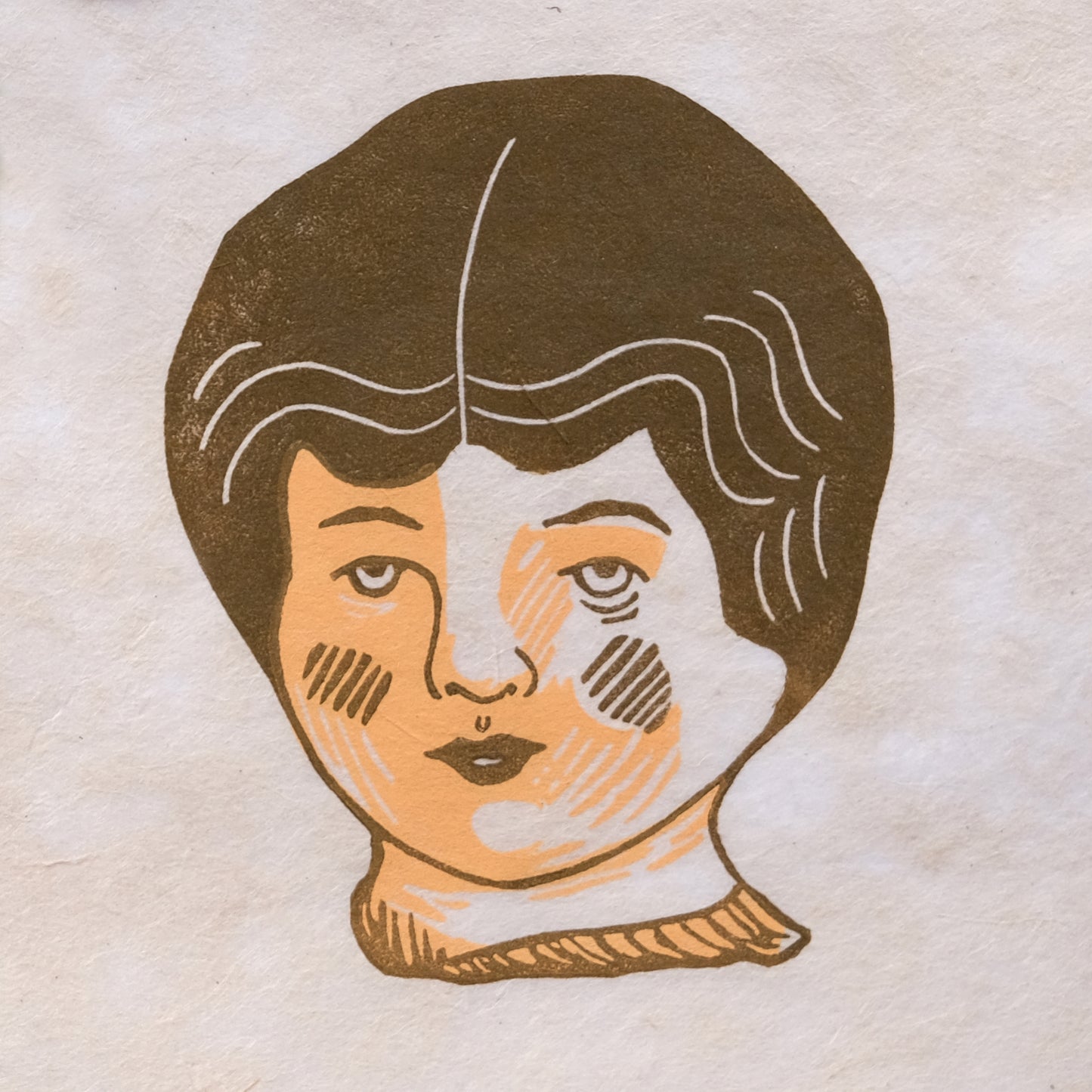 Doll's Head - Limited Edition Antique Style Lino Print