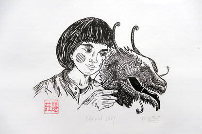 Dragon Lady - Lino Print - Chinese New Year