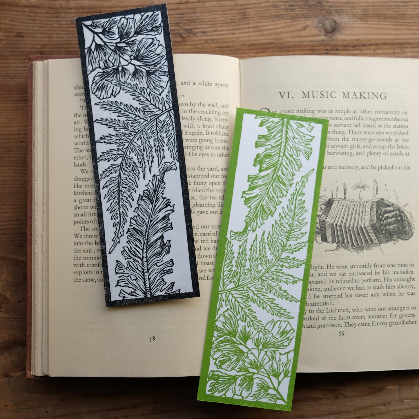 Fern Fever - Lino Printed Bookmark