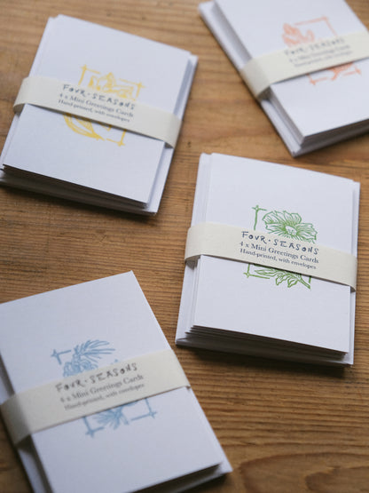 Four Seasons - Hand Printed Set of Four Mini Greetings Cards