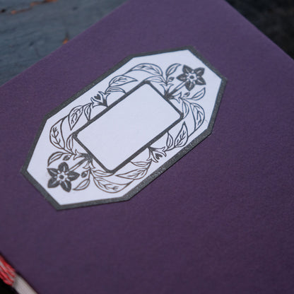 Hand Stitched Softcover Book with Lino Printed Label