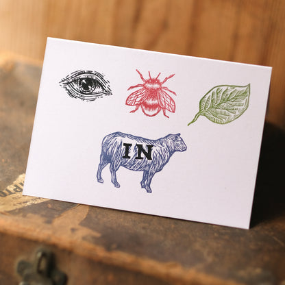 Eye Bee Leaf In Ewe / I Believe In You - Hand Printed Greetings Card