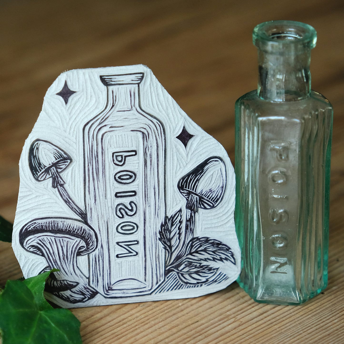 Poison Bottle - Hand Printed Mini Greetings Card