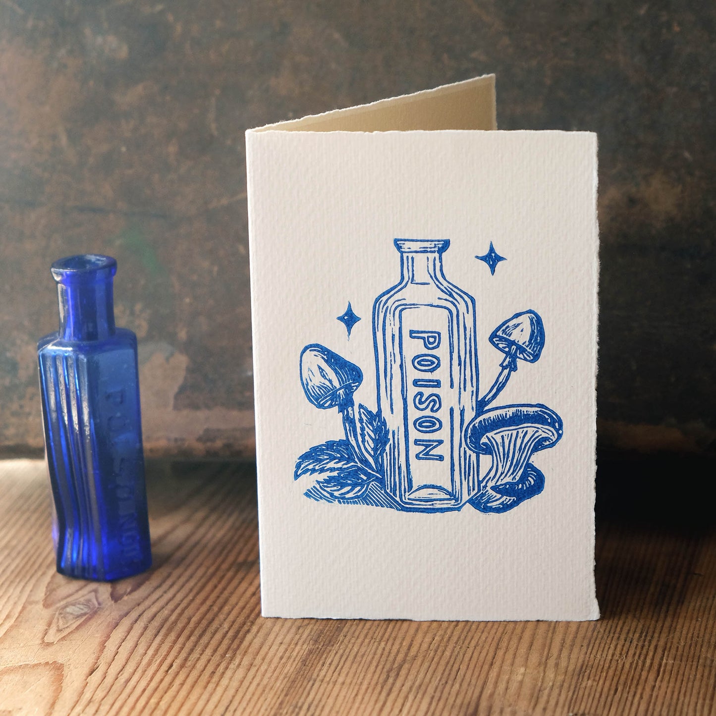 Poison Bottle - Hand Printed Mini Greetings Card