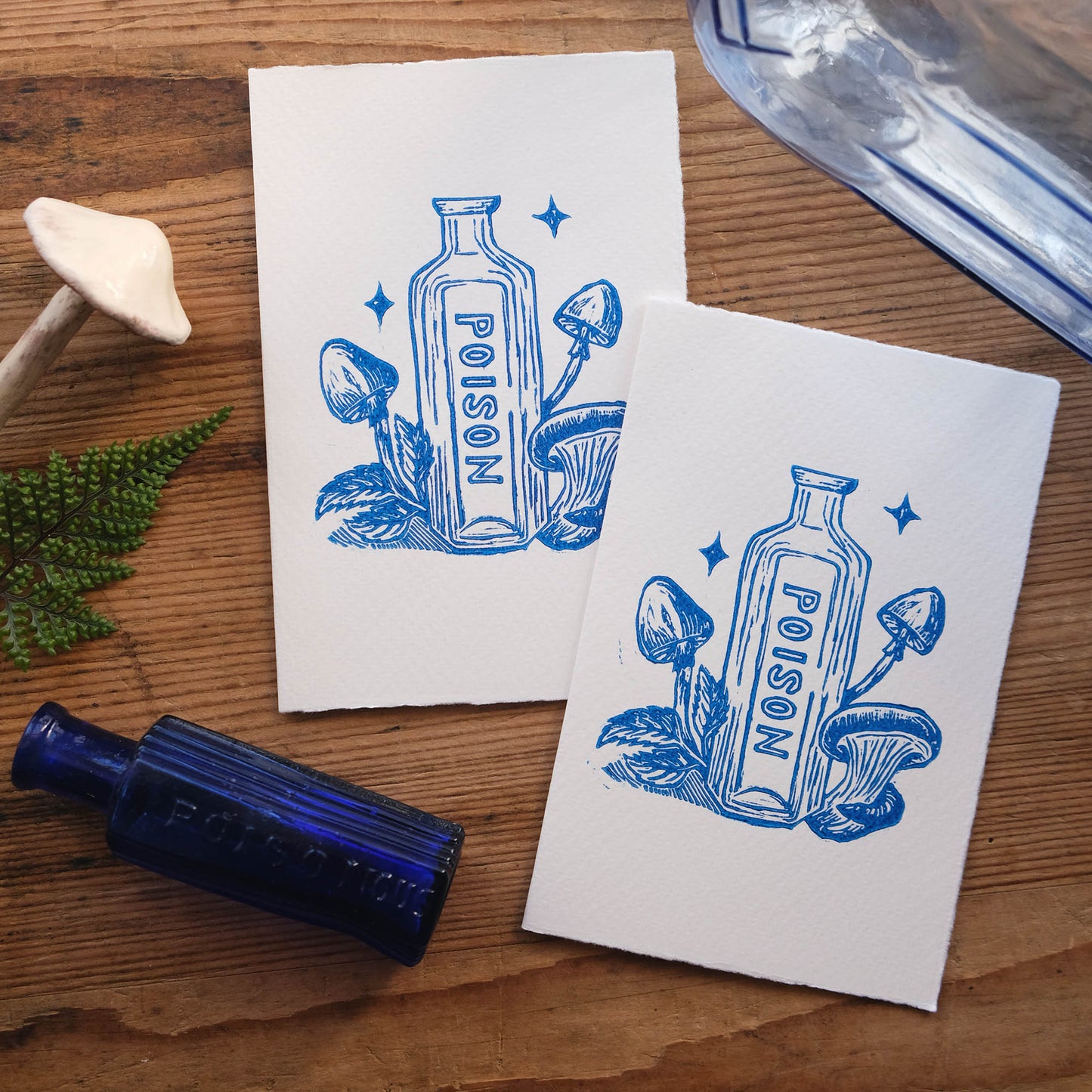 Poison Bottle - Hand Printed Mini Greetings Card