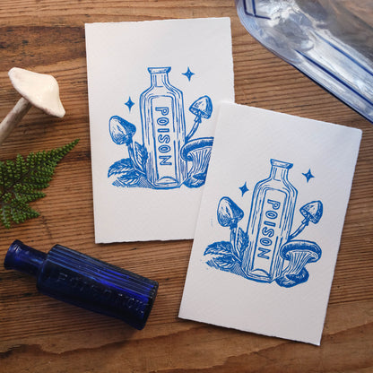 Poison Bottle - Hand Printed Mini Greetings Card