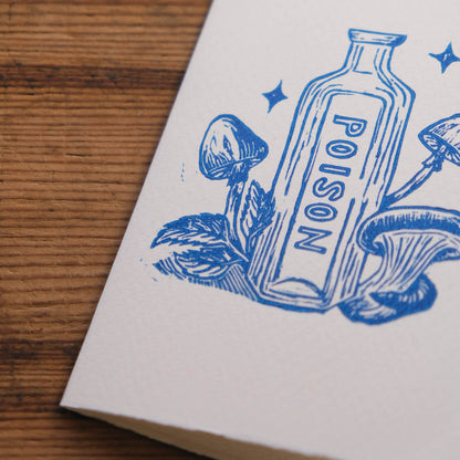 Poison Bottle - Hand Printed Mini Greetings Card