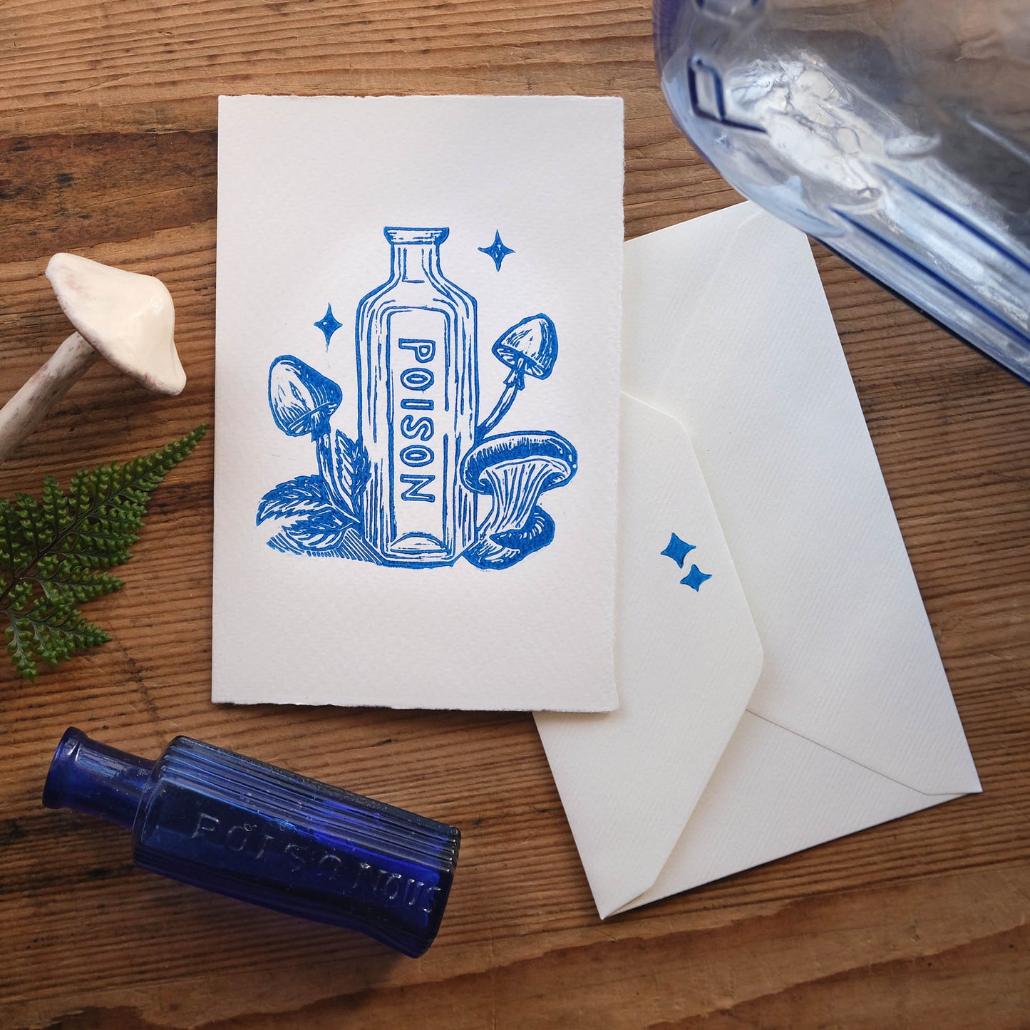 Poison Bottle - Hand Printed Mini Greetings Card