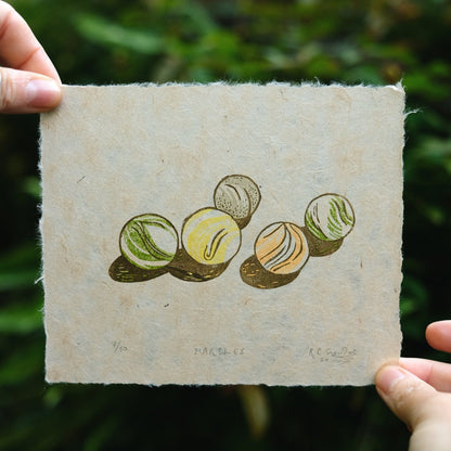 PRE-ORDER: Marbles - Limited Edition Vintage Toys Lino Print