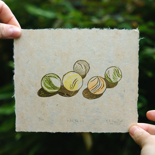 Marbles - Limited Edition Vintage Toys Lino Print