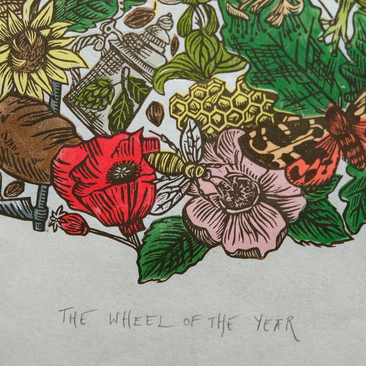 PRE-ORDER: The Wheel Of The Year - Pagan and Nature Lino Print