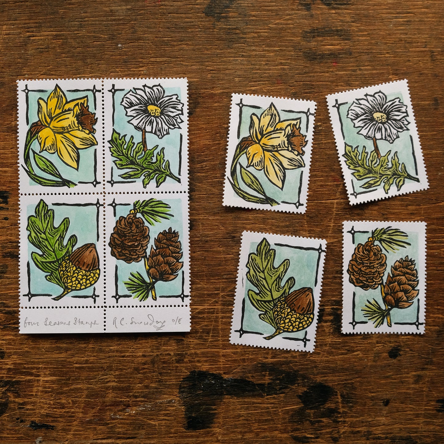 Seasonal Stamps - Botanical Mini Print Postage Stamp Set