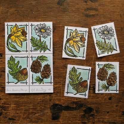 Seasonal Stamps - Botanical Mini Print Postage Stamp Set