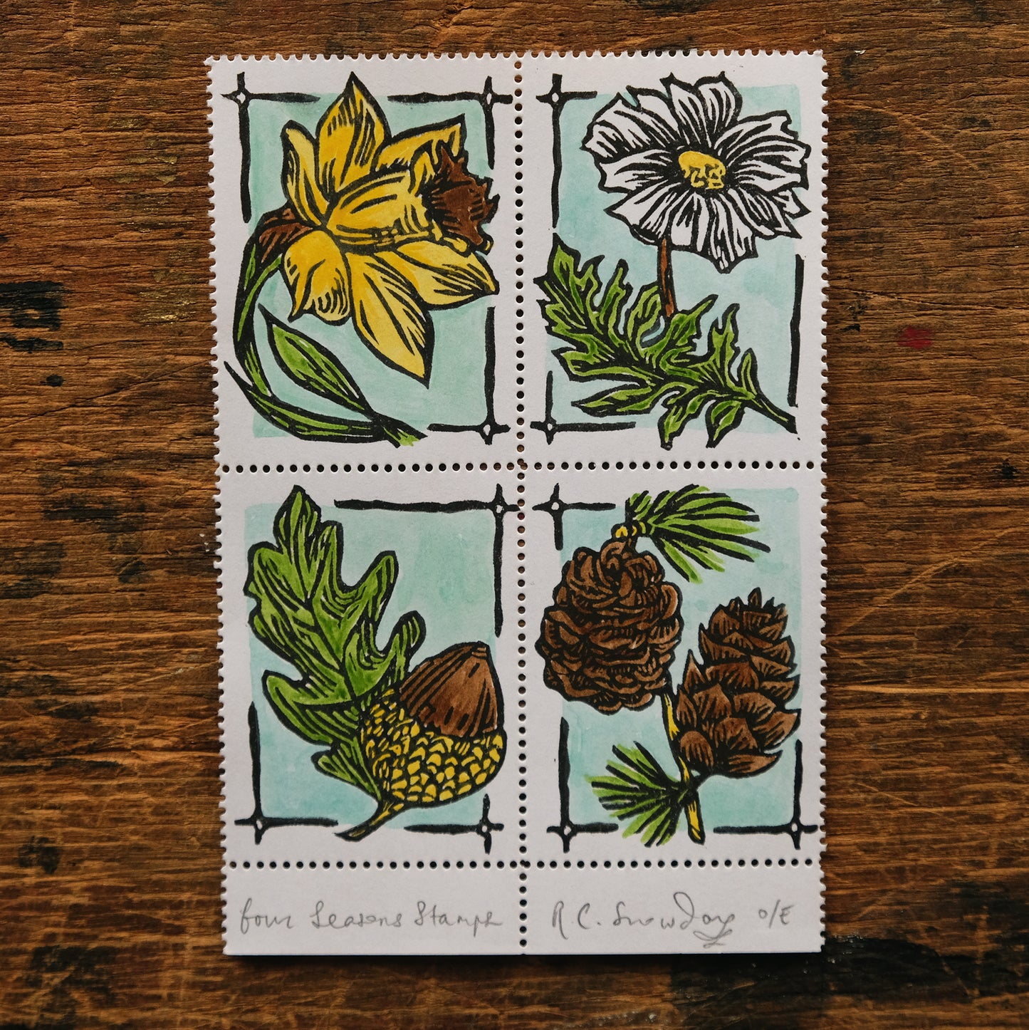 Seasonal Stamps - Botanical Mini Print Postage Stamp Set