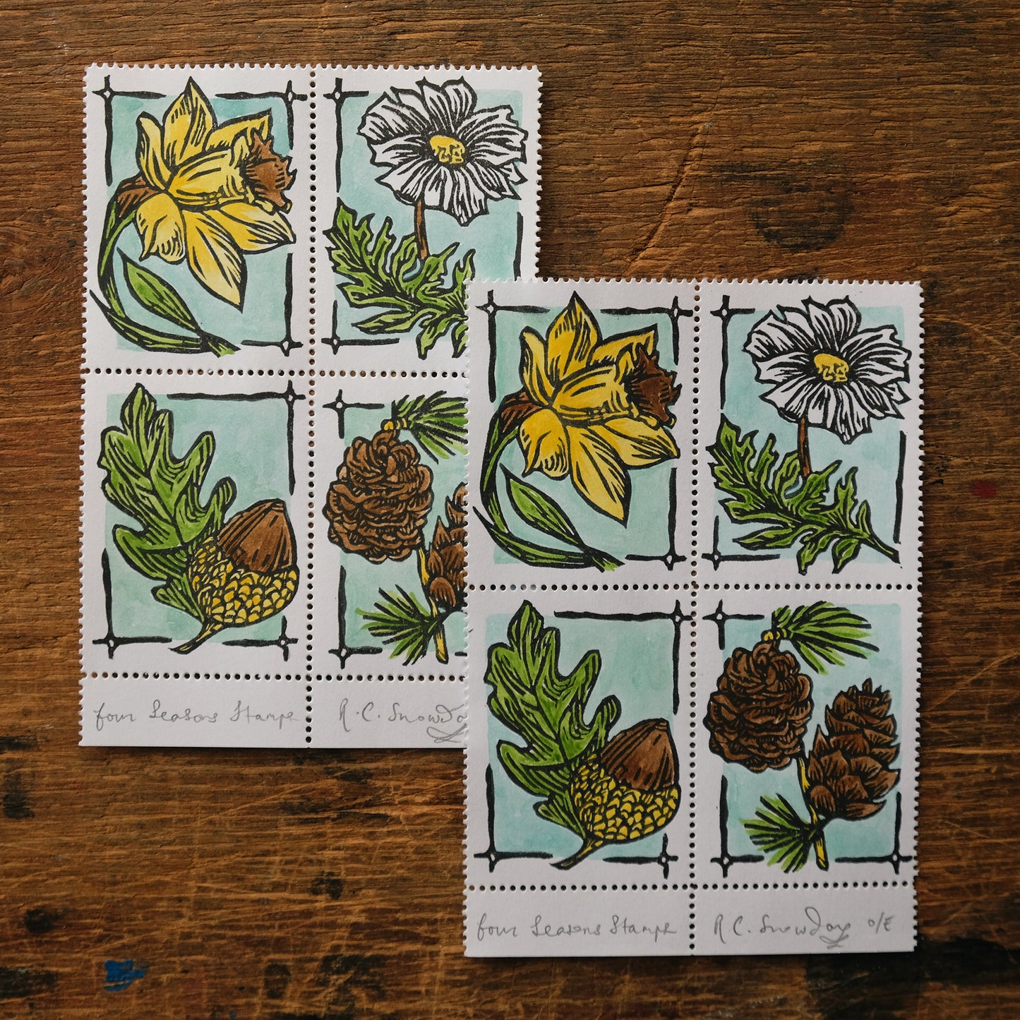 Seasonal Stamps - Botanical Mini Print Postage Stamp Set