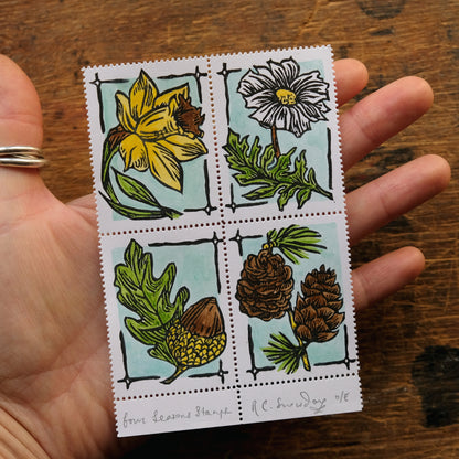 Seasonal Stamps - Botanical Mini Print Postage Stamp Set