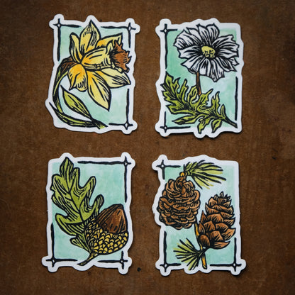 Seasonal Botanical Stickers - Set of Four