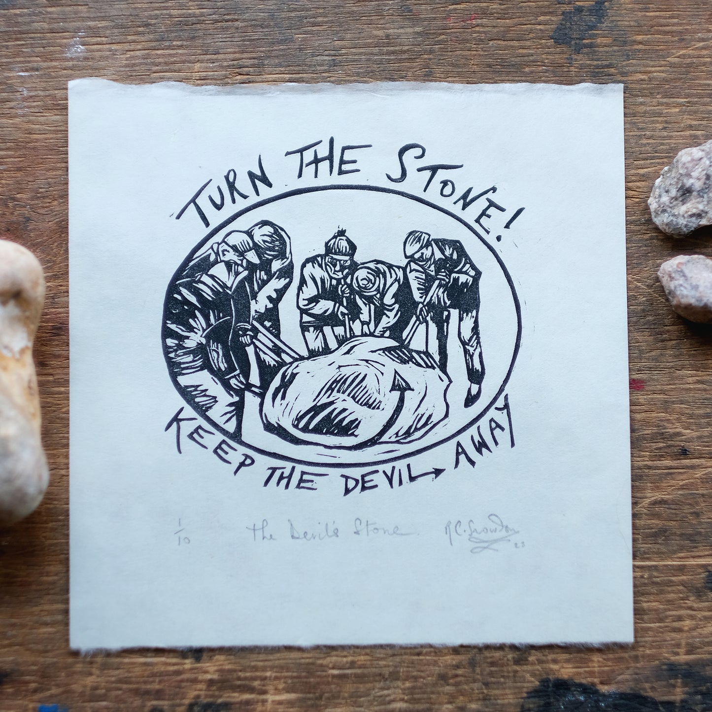 The Devil's Stone - Devon Folklore Lino Print