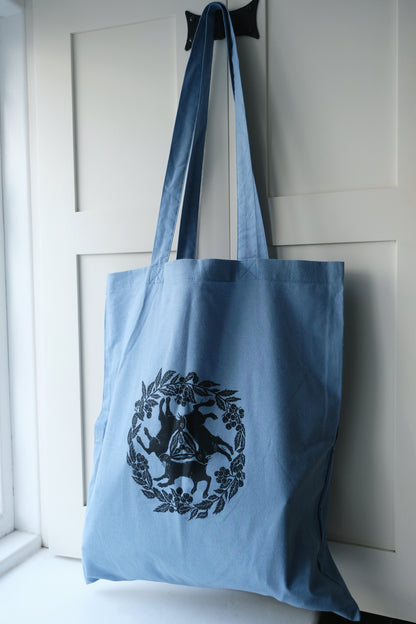 Tinners' Hares & Rowan - Lino Printed Organic Cotton Tote Bag