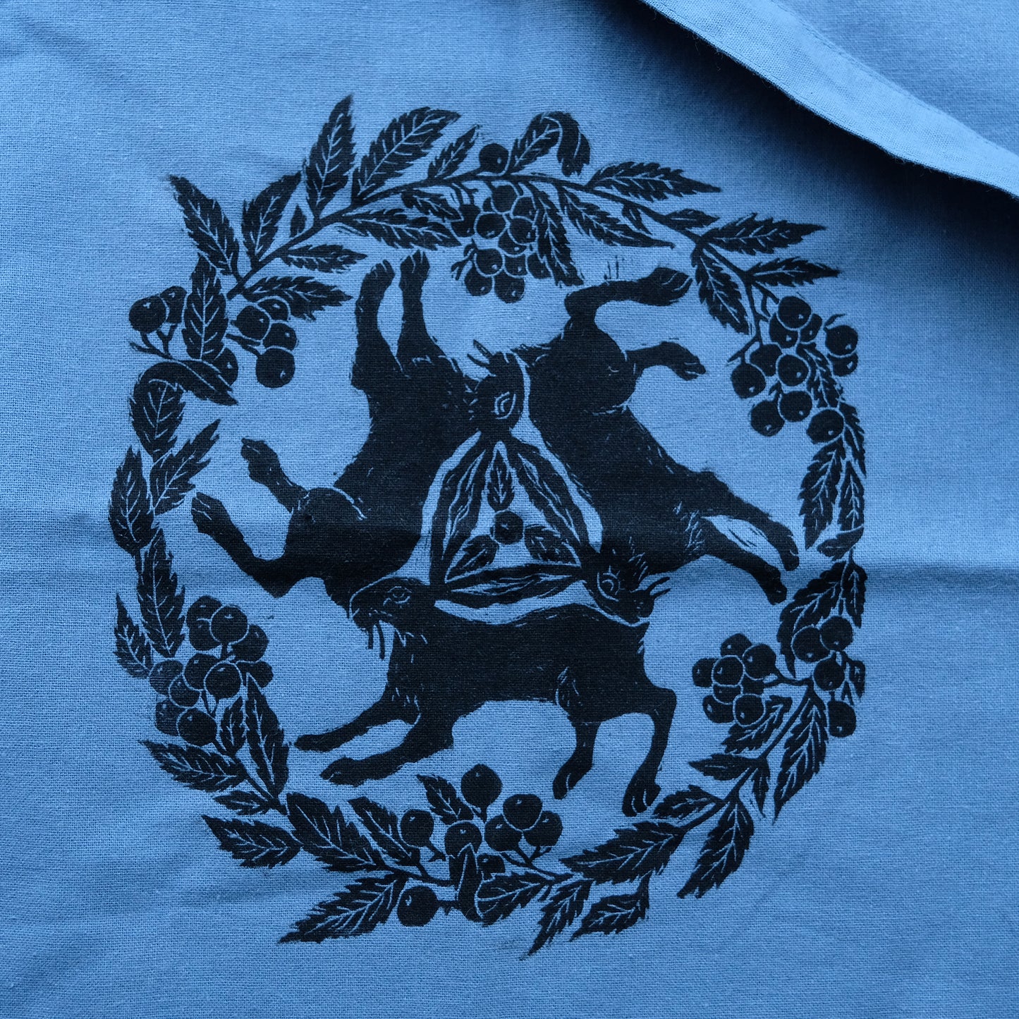 Tinners' Hares & Rowan - Lino Printed Organic Cotton Tote Bag