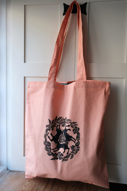 Tinners' Hares & Rowan - Lino Printed Organic Cotton Tote Bag