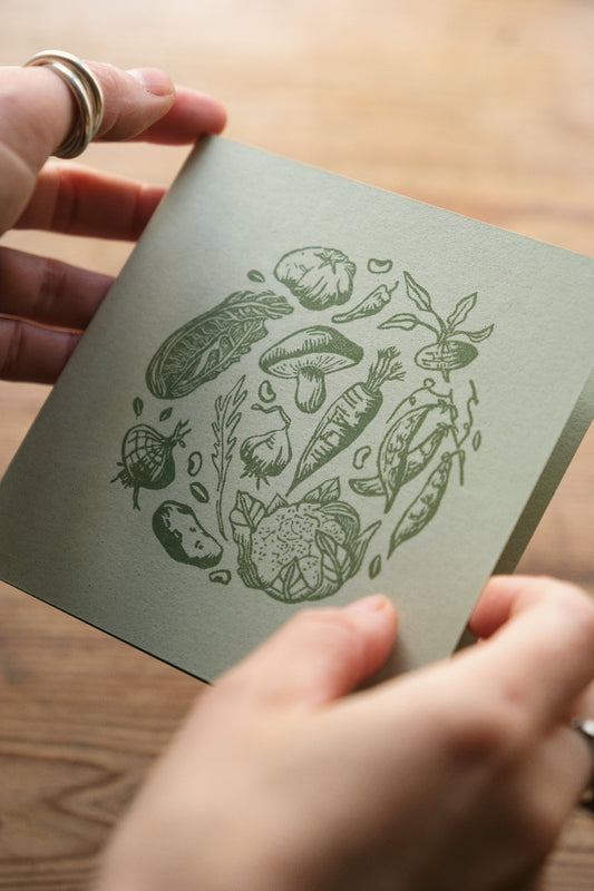 Vegetable Circle - Hand Printed Greetings Card