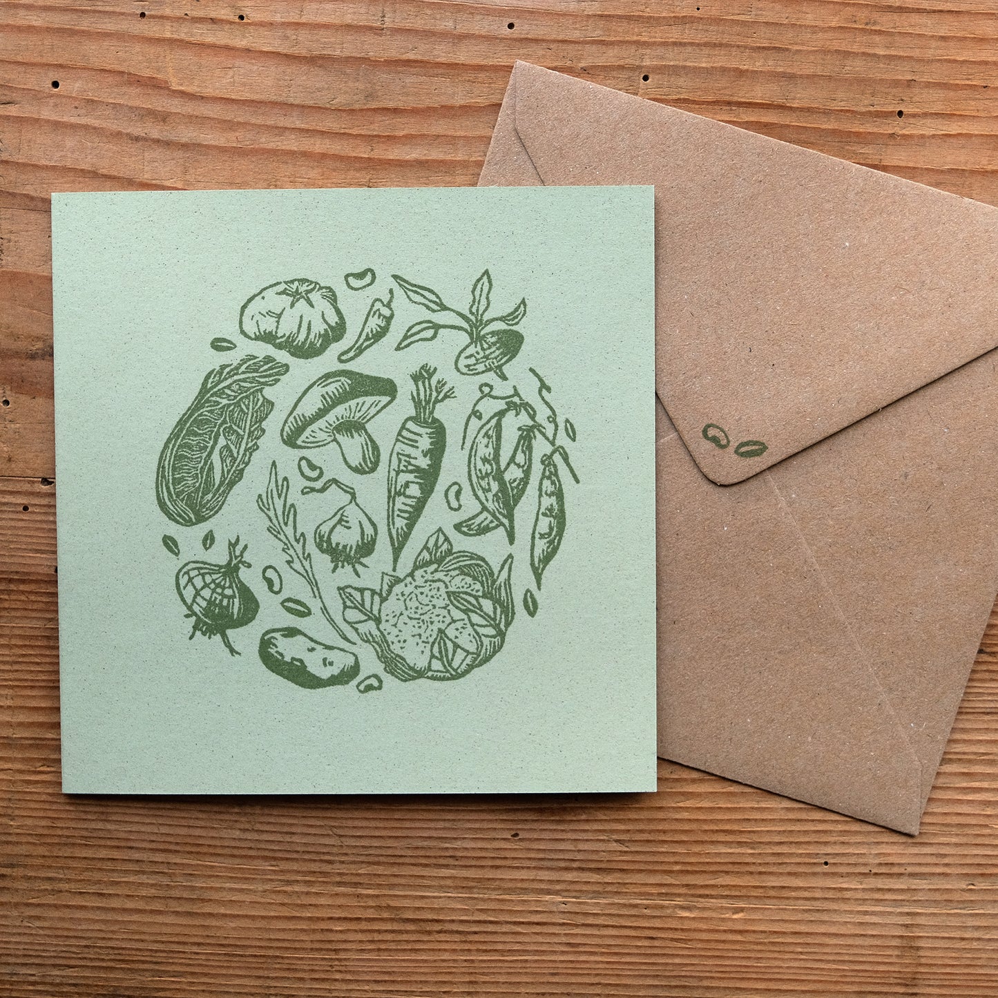 Vegetable Circle - Hand Printed Greetings Card