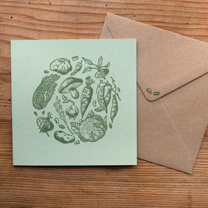 Vegetable Circle - Hand Printed Greetings Card