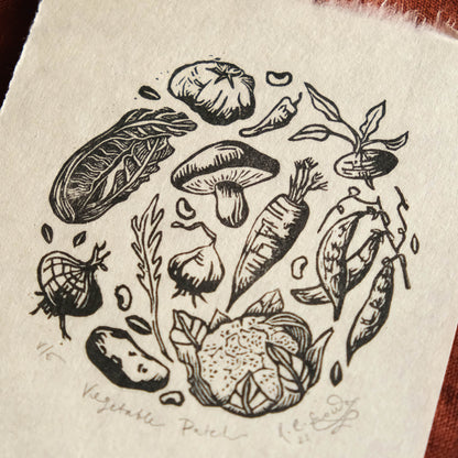 Mini Vegetable Circle Lino Print