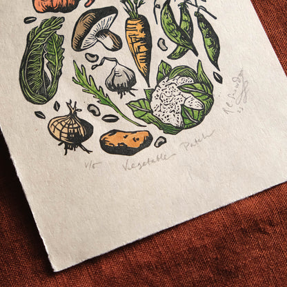 Mini Vegetable Circle Lino Print