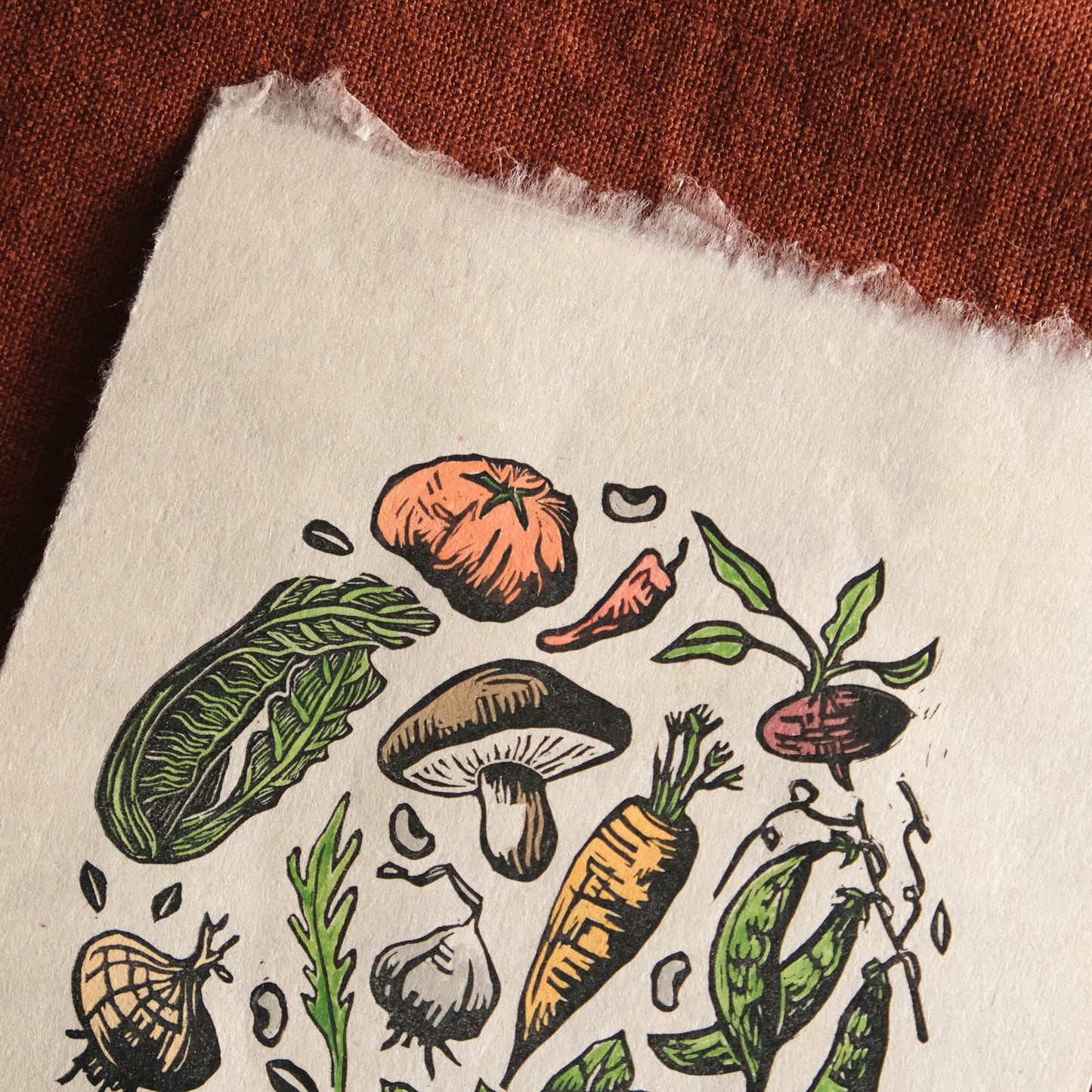 Mini Vegetable Circle Lino Print