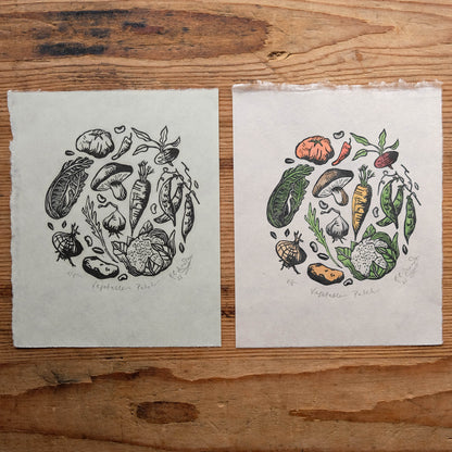 Mini Vegetable Circle Lino Print